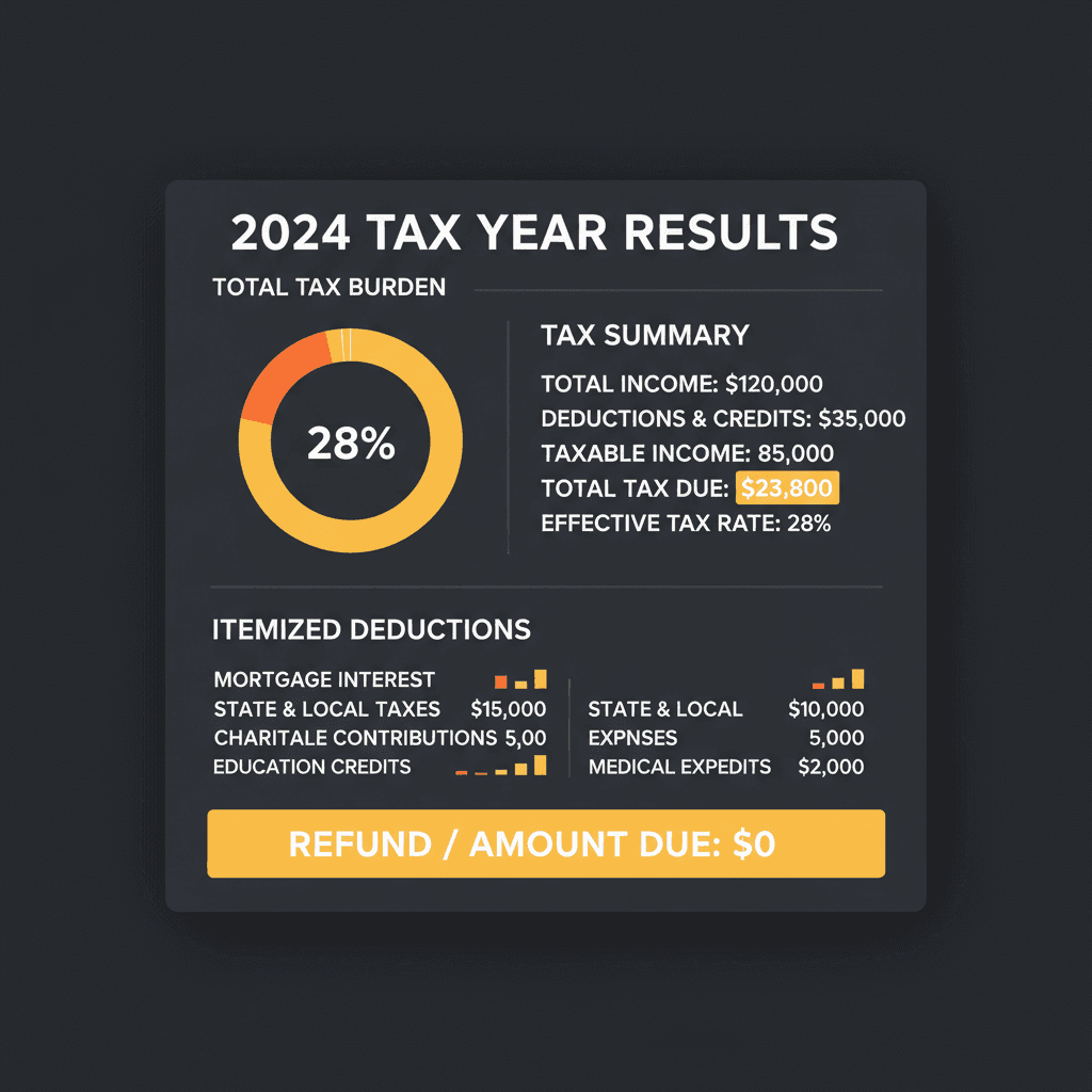 Detaillierte Steuerergebnis-Auswertung mit Grafiken