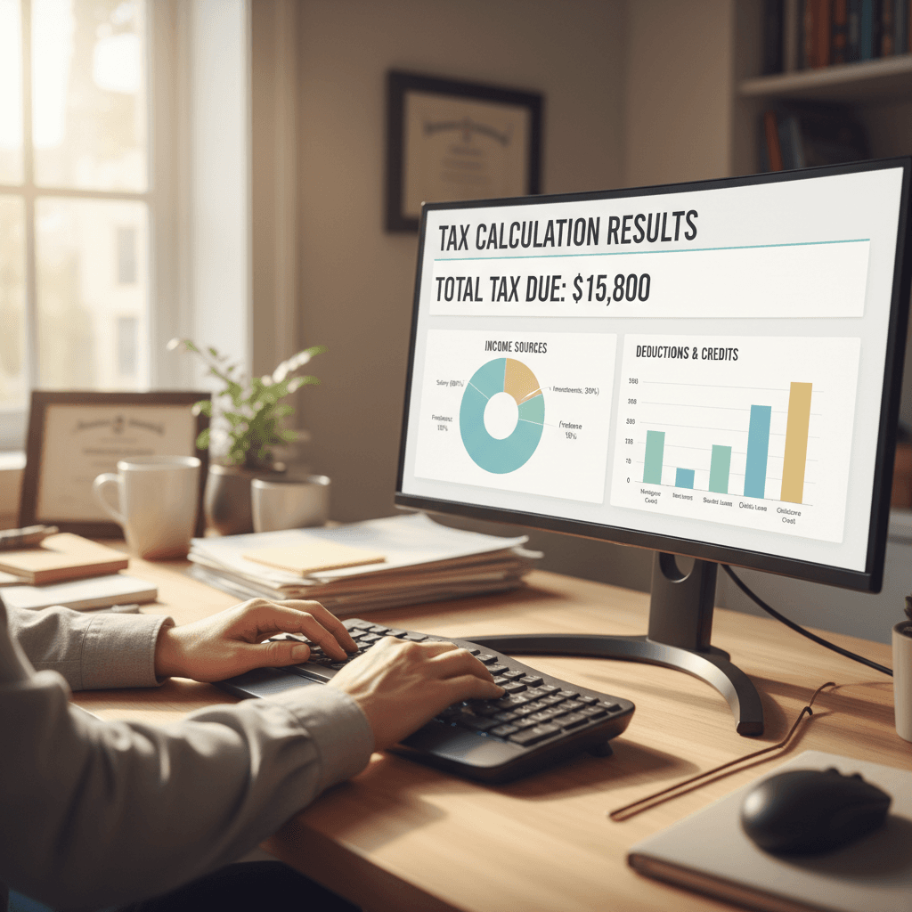 Benutzer gibt Daten in den Steuerrechner ein